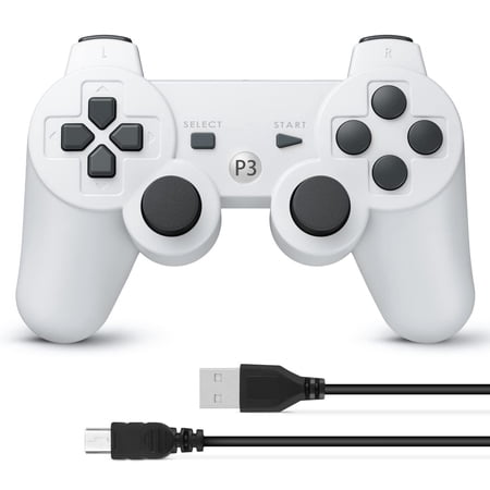Controllers for P3 ,Wireless P3 Gaming Controller with Double Shock & Motion Sensor, Bluetooth Rechargeable P3 Controller Gamepad Remote P3,White(1 Pack)