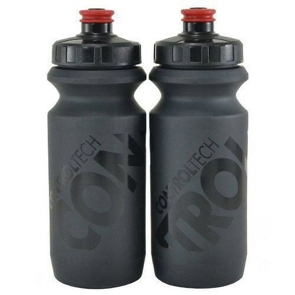 Controltech Wide-Mouth Bike Cycling Water Bottle 600 ml Black, 2 Bottle #TB2622