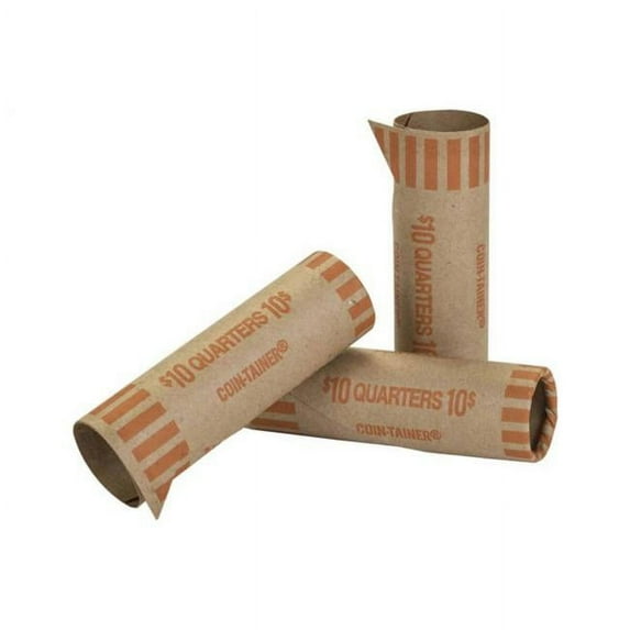 Controltek 560054 Dollar 10 qt. Crimped-End Coin Wrap, Orange - 1000 per Box