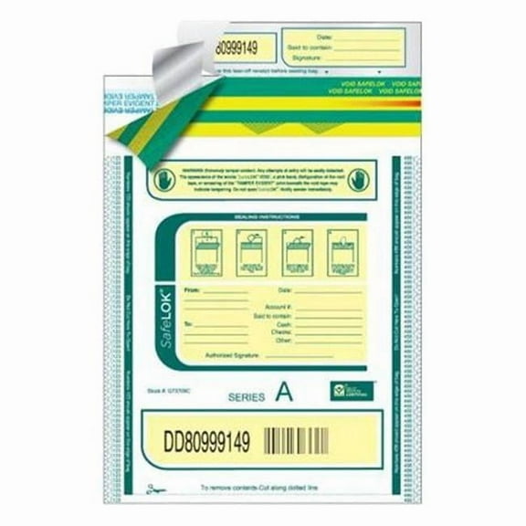 Controltek 585093 12 x 16 in. Safelok Deposit Bag, Clear - 500 Count