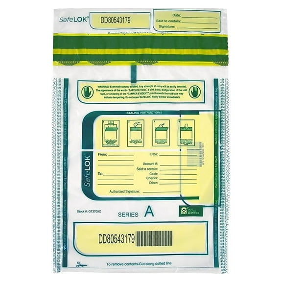 Controltek 585087 Deposit Bag, Plastic, 9 X 12, Clear, 100/pack
