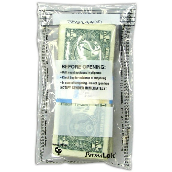 Controltek Permalok Bundle Bags - 4.50" Width X 7.75" Length - Clear - 4000/carton - Cash, Bill