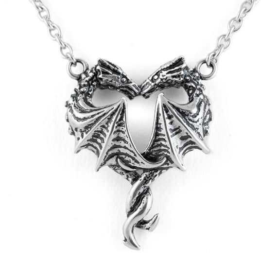 Controse Silver-Toned Stainless Steel Steamin Hot Love Dragon Heart Necklace