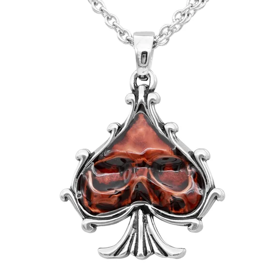 Skull Red Spade Necklace
