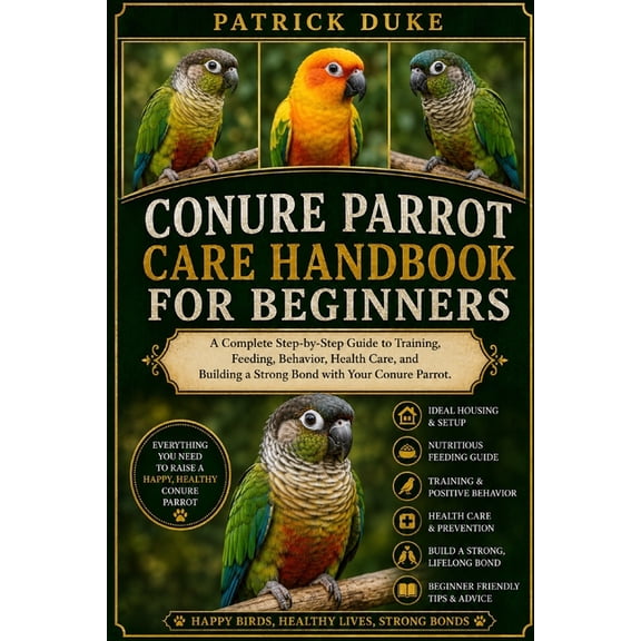 Conure Parrot Care Handbook for Beginners: A Complete Step-by-Step Guide to Training, Feeding, Behavior, Health Care, an, (Paperback)