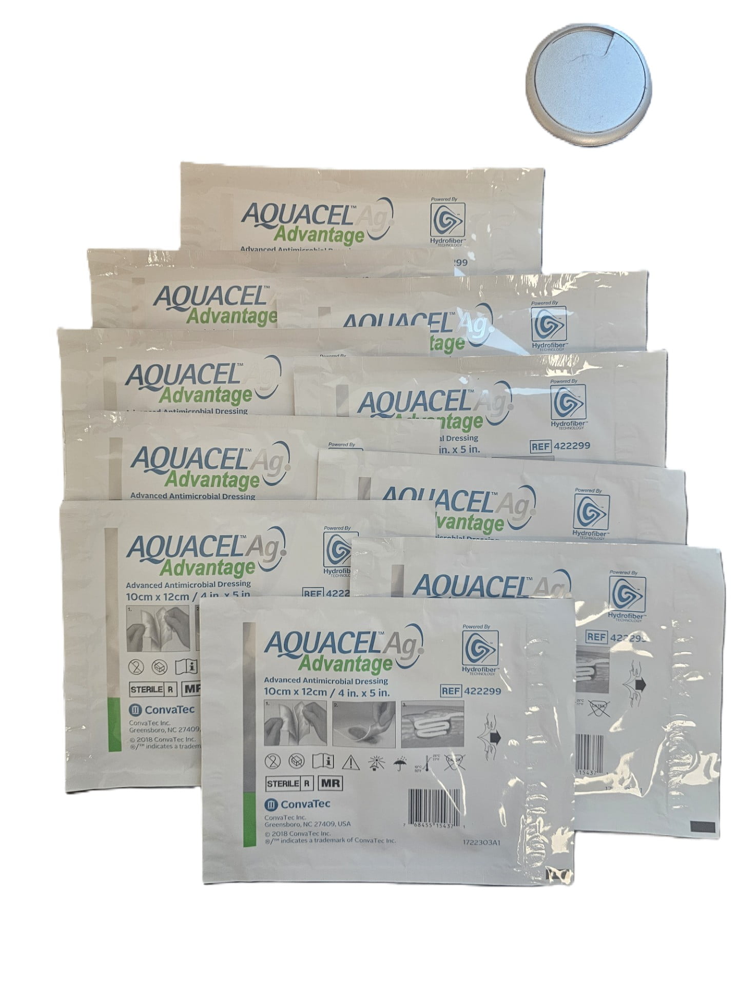 ConvaTec Aquacel Ag Advantage Advanced Antimicrobial Dressing 4"x5" 422299, 10pk