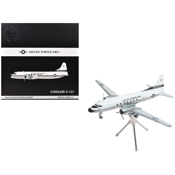 Convair C-131 Samaritan Transport Aircraft "United States Navy" White and Gray 1/200 Diecast Model Airplane by GeminiJets