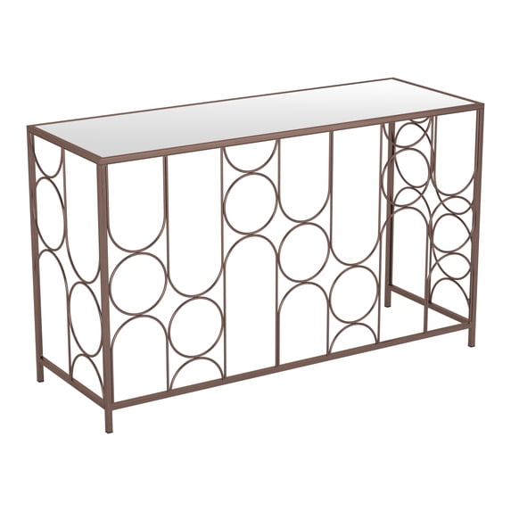 Convale Console Table Bronze Console Table, Modern Style, Mirror Glass rectangular shape tabletop, MDF, Indoor Living