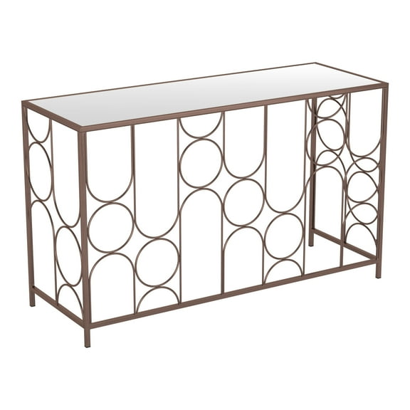 Convale Console Table Bronze Console Table, Modern Style, Mirror Glass rectangular shape tabletop, MDF, Indoor Living
