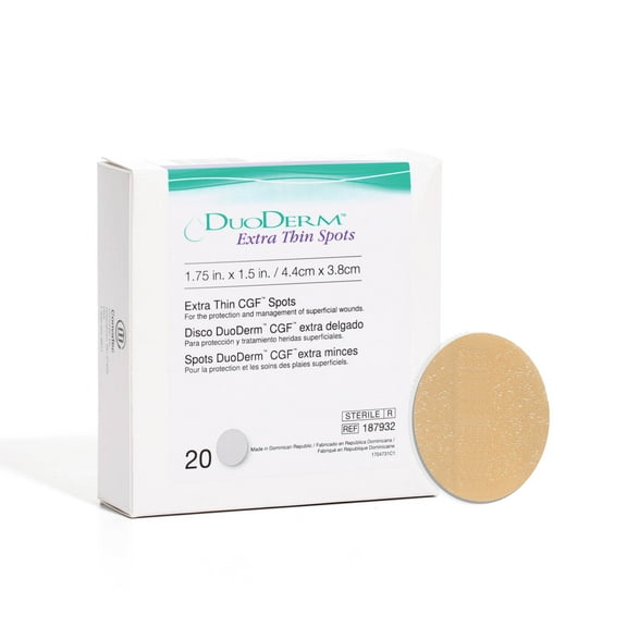 Convatec DuoDERM Extra Thin 1.75"x1.5" Hydrocolloid Sterile Dressing, 20ct Box, Latex-Free