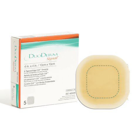 Convatec DuoDERM Signal CGF 4"x4" Hydrocolloid Dressing with Change Indicator, 5ct Box