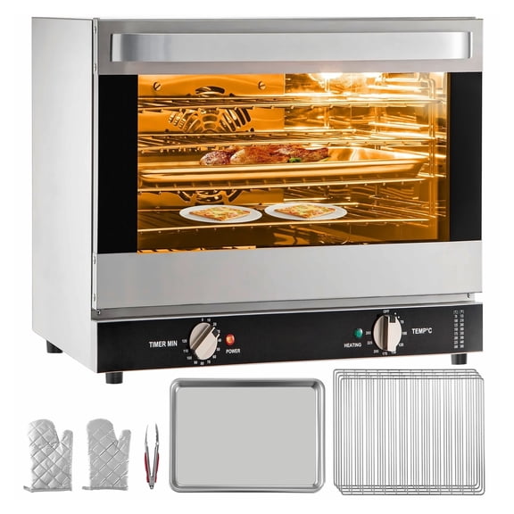 Convection Oven 66L/60Qt Countertop, 1800W Half-Size Electric Oven with 4 Racks, Front Glass Door, Timer & Temp Control, ETL Listed, 120V