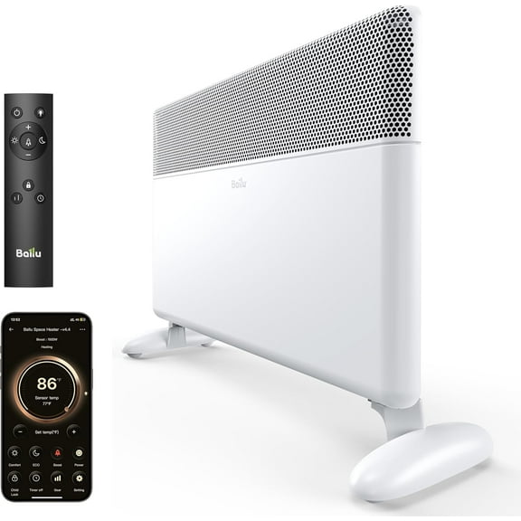 Convection Panel Space Heater for Large Room,1500W Electric Heater with Programmable Thermostat,WiFi App Control,Standing or Wall Mount,Smart Quiet Heater for Indoor Use,Works with Alexa,White