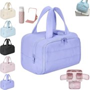 Convely TravelFree Toiletry Bag, Puffy Large Capacity Wide-Open Travel Cosmetic Bag, 4-in-1 Multi-Functional Lightweight Makeup Bags for Women with Handle for Accessories, Essentials