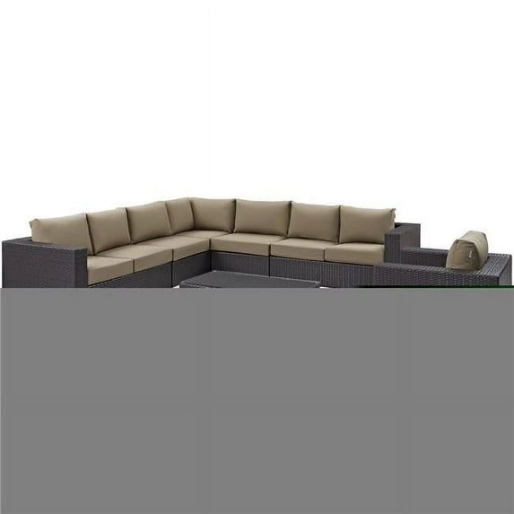Modway Convene 7 Piece Patio Sofa Set in Espresso and Mocha