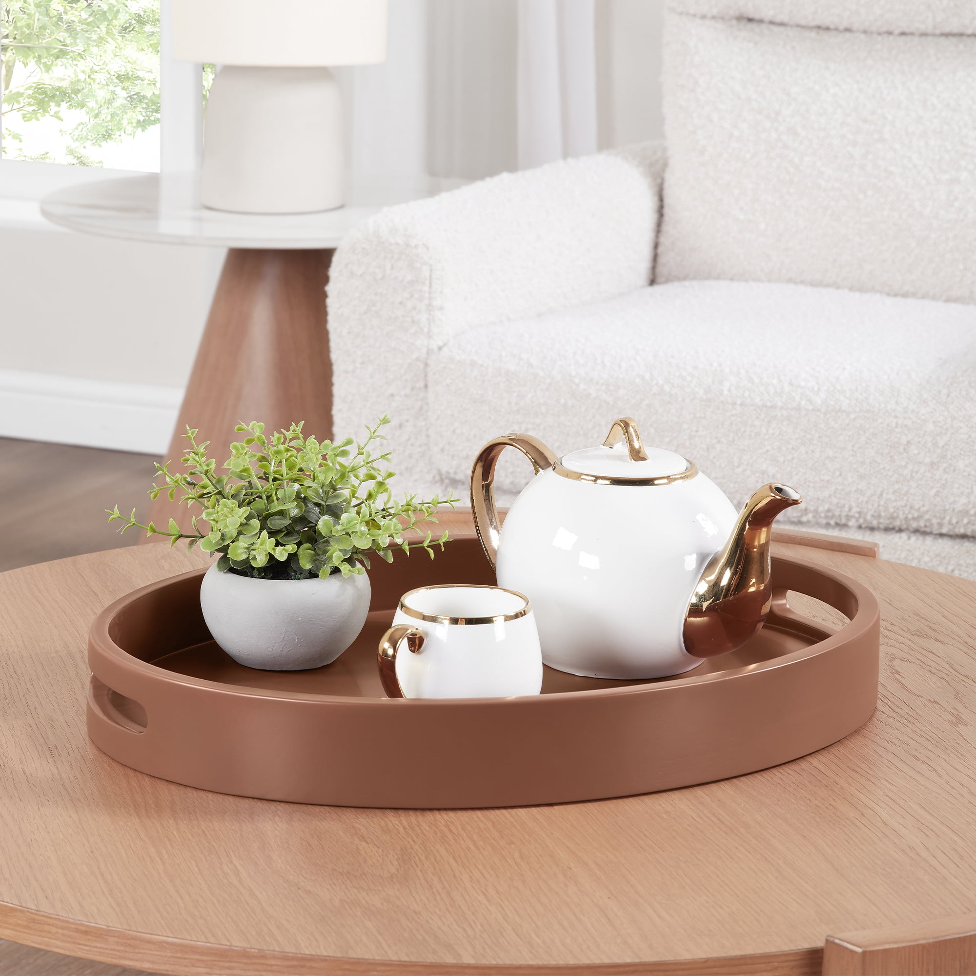 Convenience Conccepts Palm Beach Oval Decorative Serving Tray, Terracotta
