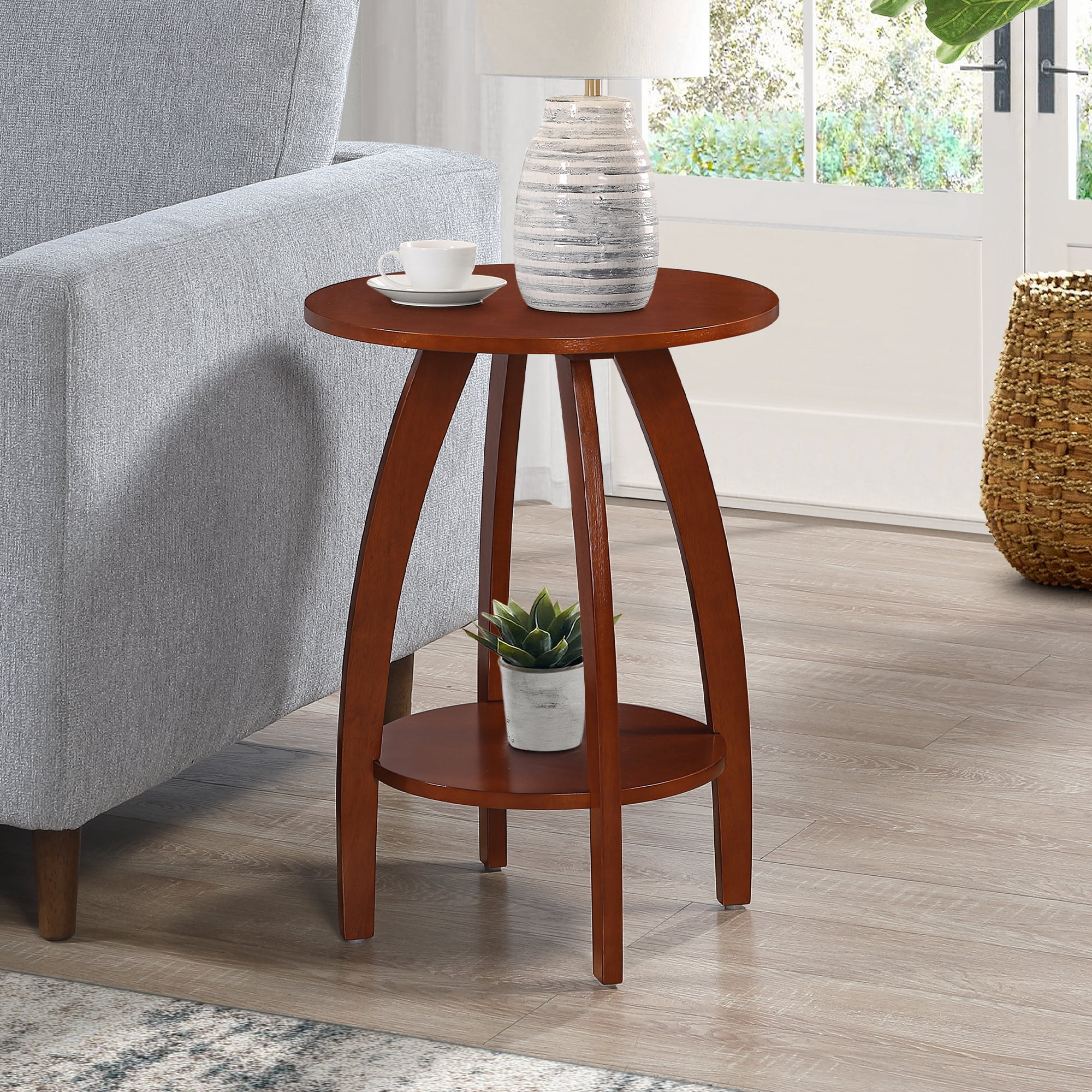 Convenience Concepts Aldrin End Table with Shelf, Mahogany