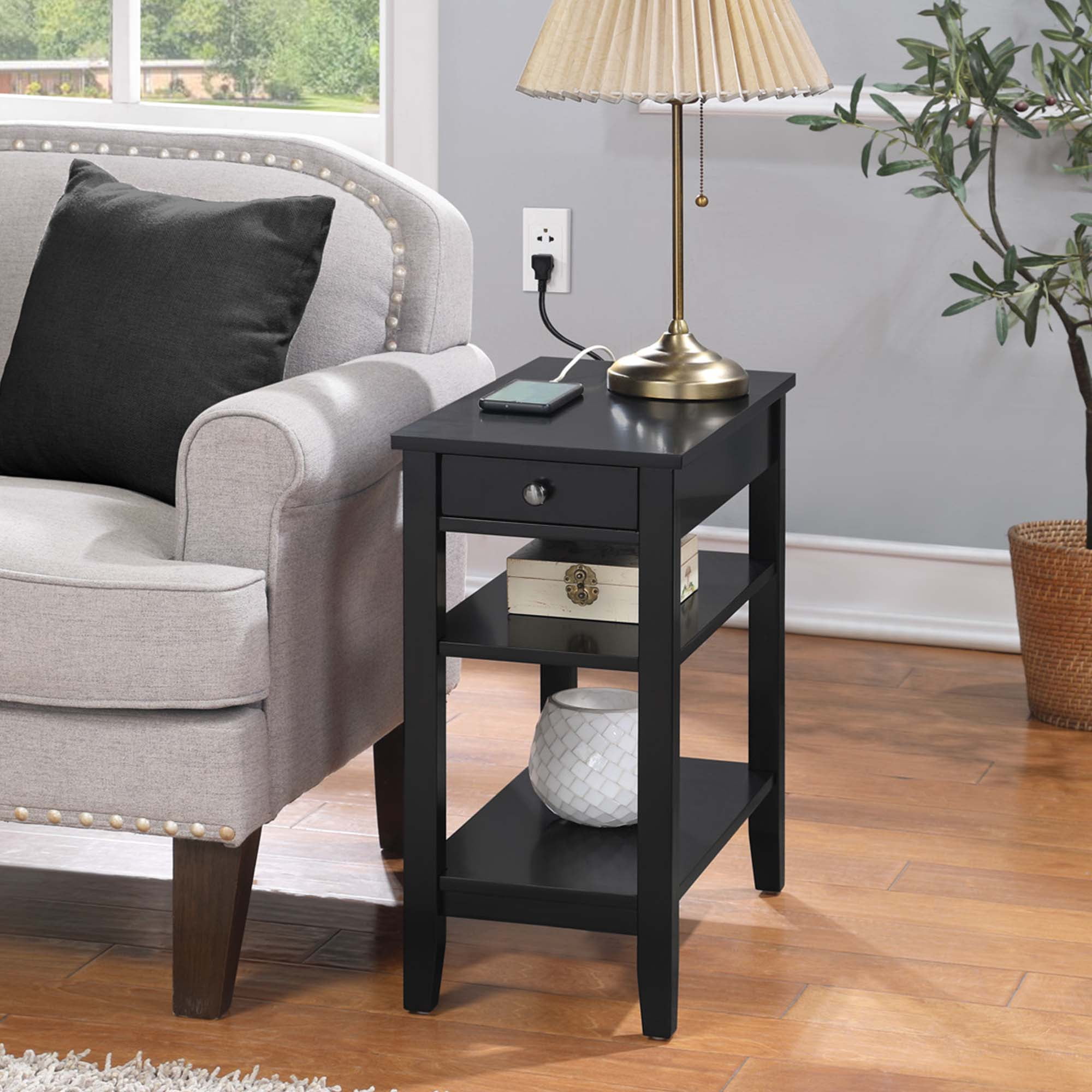 End table with lamp and best sale charging station