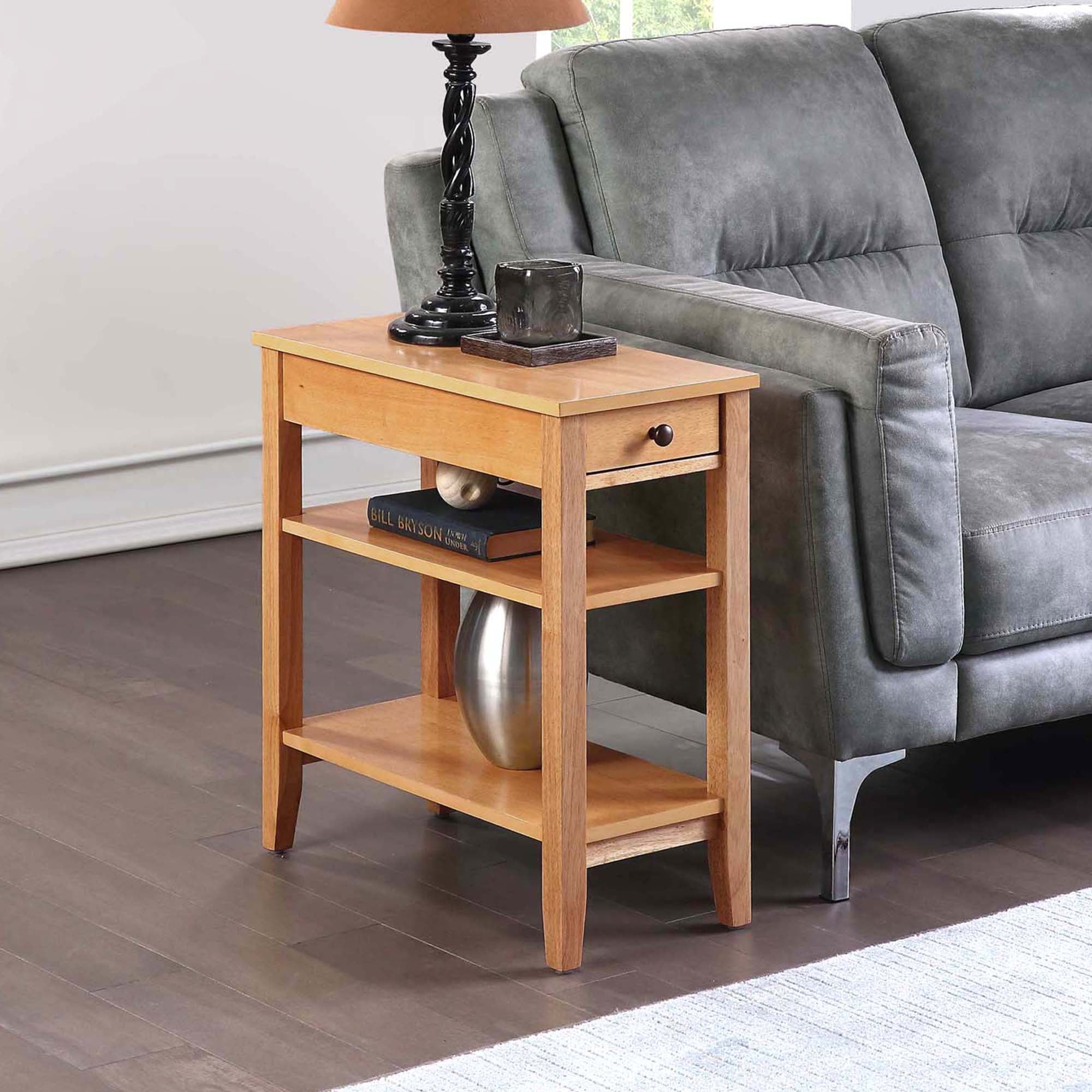 Natural Wood 24" Rectangular End Table with Storage