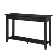 Convenience Concepts American Heritage 1 Drawer Console Table with Shelf, Black Pine Wood Finish