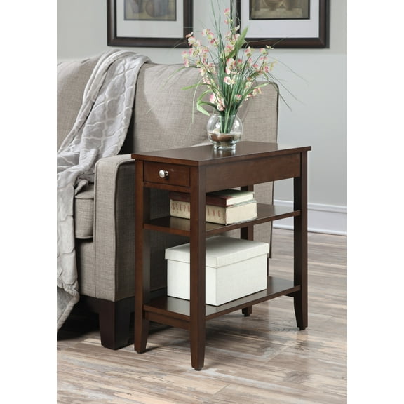 Convenience Concepts American Heritage 1 Drawer Wood Side Table, Espresso