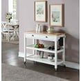 thumbnail image 1 of Convenience Concepts American Heritage 3 Tier Butcher Block Kitchen Cart with Drawers, White/Butcher Block, 1 of 10