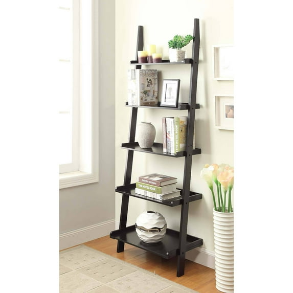 Convenience Concepts American Heritage 5-Tier Ladder Bookcase/Bookshelf, Black