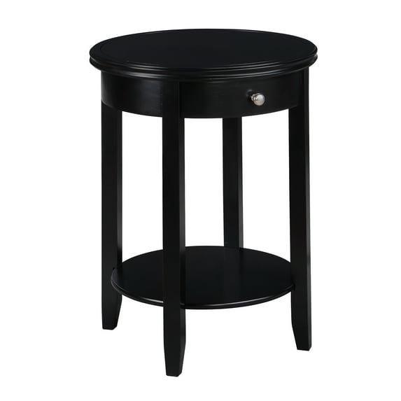 Convenience Concepts American Heritage Baldwin 1 Drawer End Table with Shelf, Black