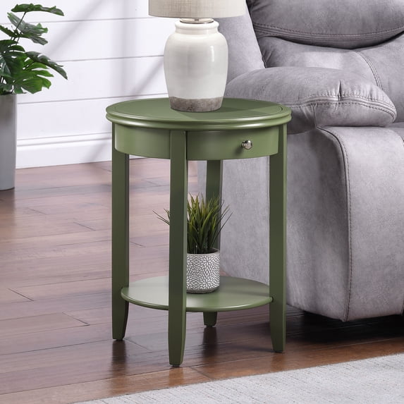 Convenience Concepts American Heritage Baldwin 1 Drawer End Table with Shelf, Dark Sage Green