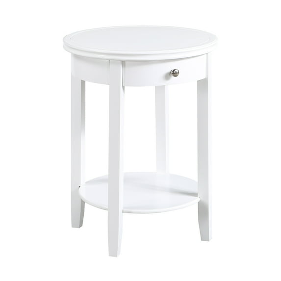Convenience Concepts American Heritage Baldwin 1 Drawer End Table with Shelf, White