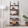 thumbnail image 1 of Convenience Concepts American Heritage 5-Shelf Ladder Bookcase, Barnwood/Black, 1 of 6