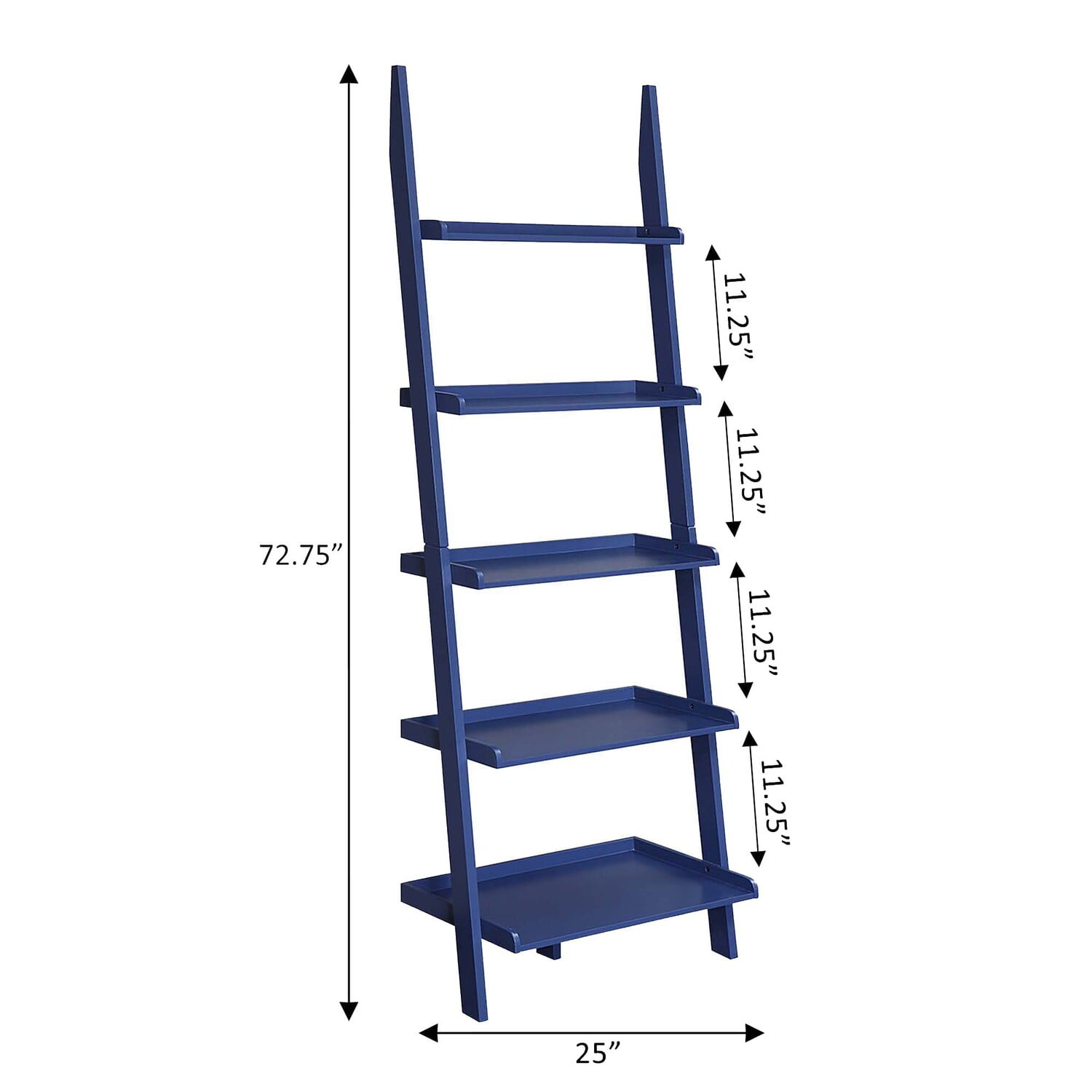 Cobalt Blue Adjustable Wood Ladder Bookshelf