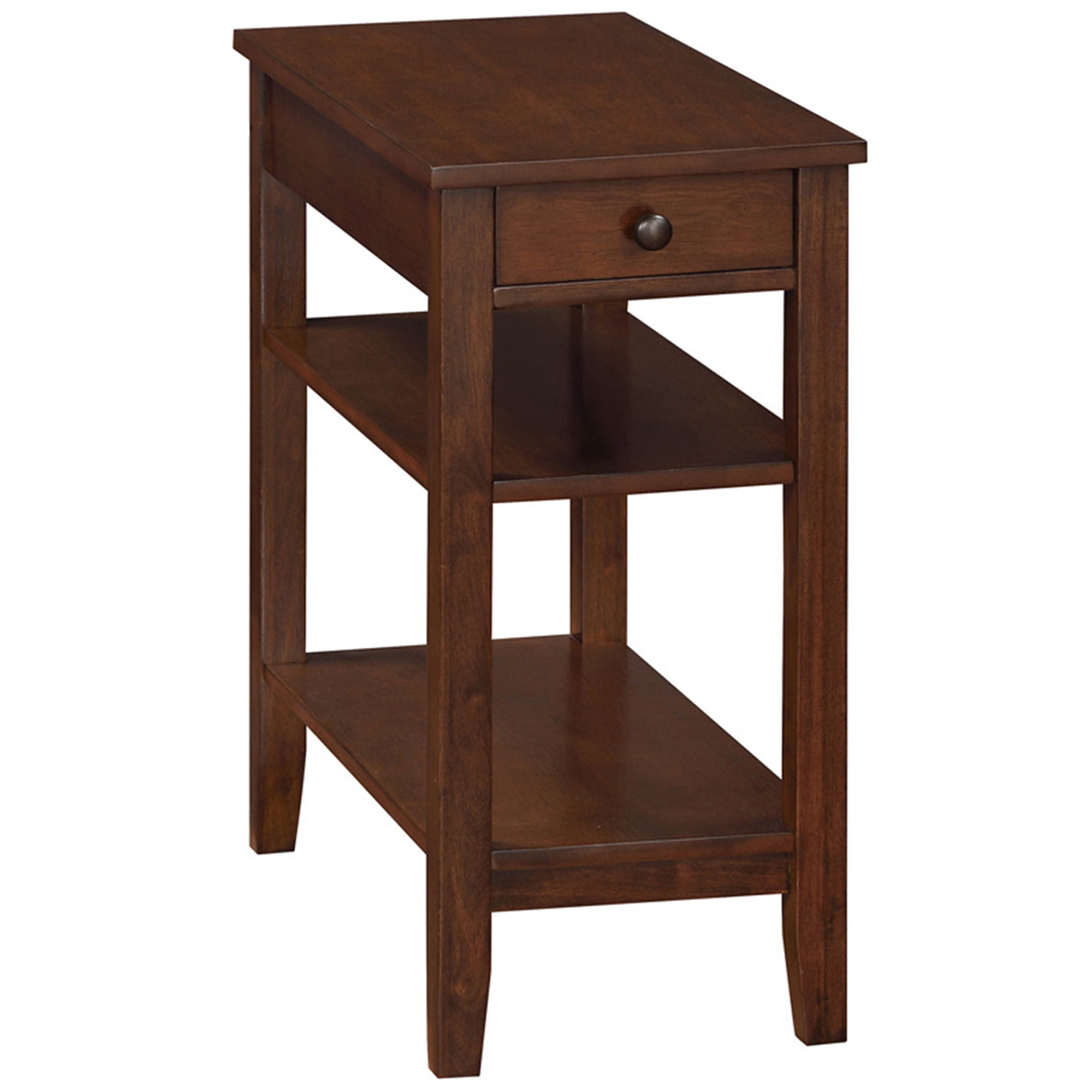 Espresso Wood and Metal End Table with Charging Station and Storage
