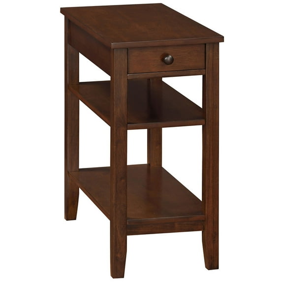 Convenience Concepts American Heritage End Table w/Charging Station and Shelves, Espresso
