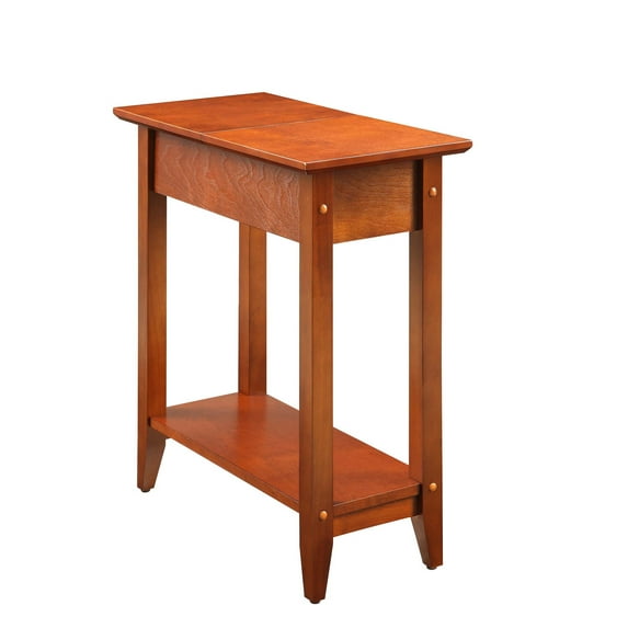 Convenience Concepts American Heritage Flip Top End Table with Shelf, Cherry