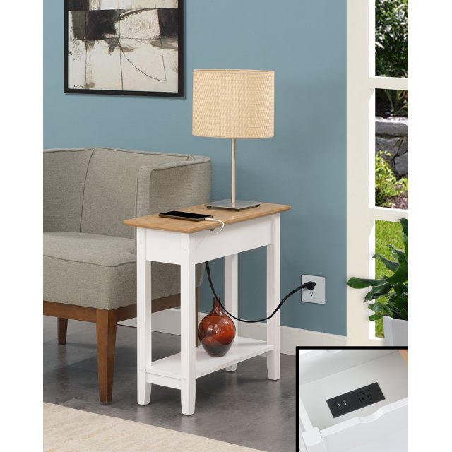 Convenience Concepts American Heritage Flip Top End Table with Charging