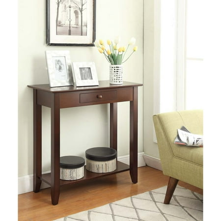 American Heritage Hall Table with Drawer and Shelf, Espresso price history and forecast - Convenience Concepts CVC-R6-127