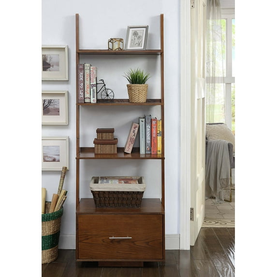 Convenience Concepts American Heritage Ladder Bookshelf with File Drawer, Multiple Colors