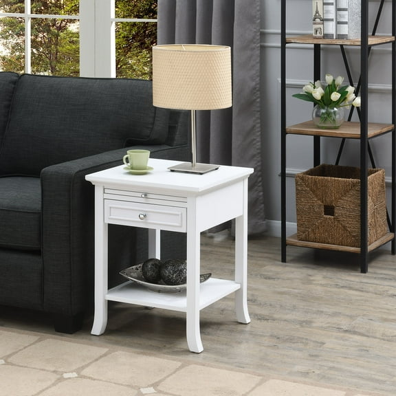 Convenience Concepts American Heritage Logan End Table in White Wood Finish