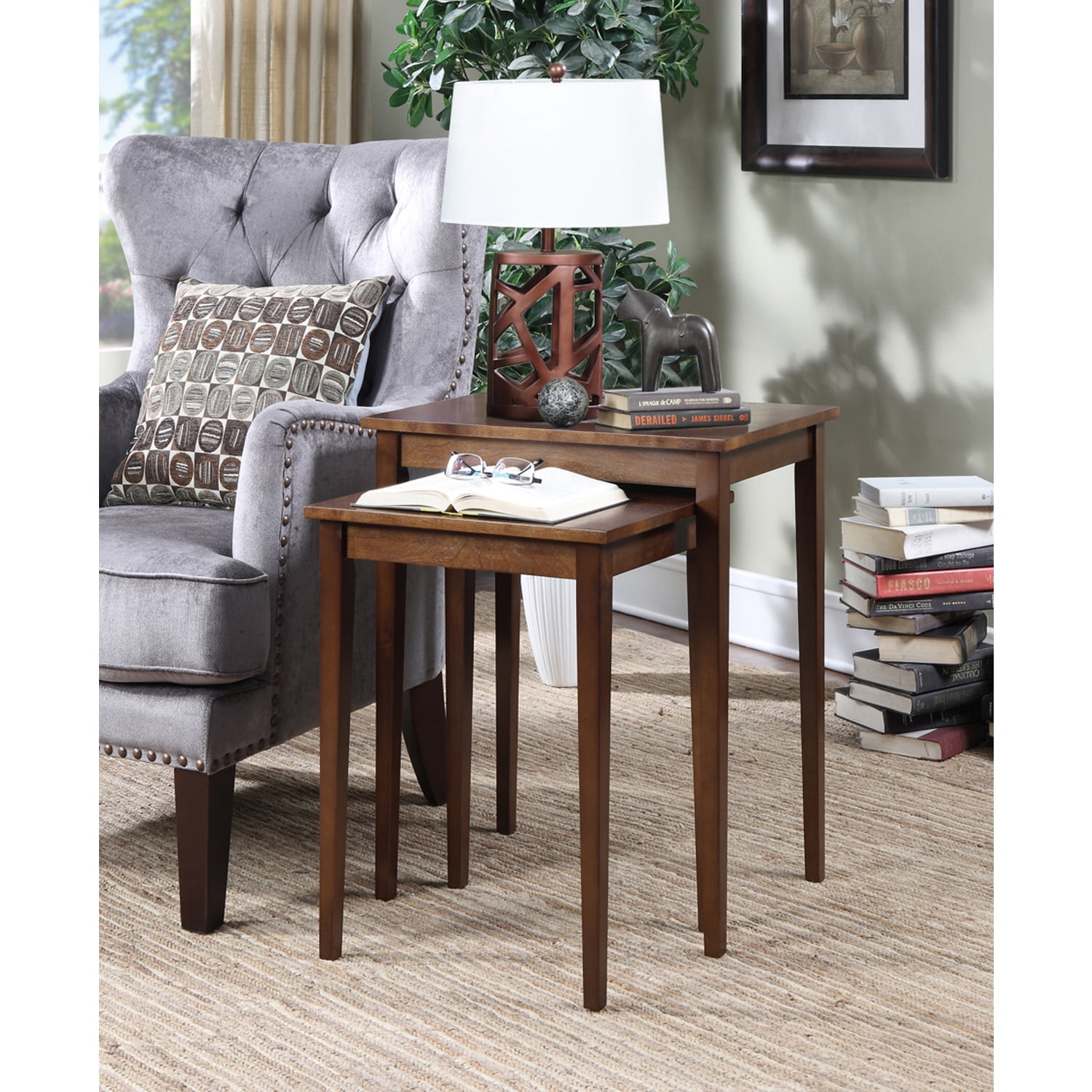 Espresso Wood Rectangular Nesting End Tables Set