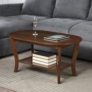 Convenience Concepts American Heritage Oval Coffee Table with Shelf, Espresso