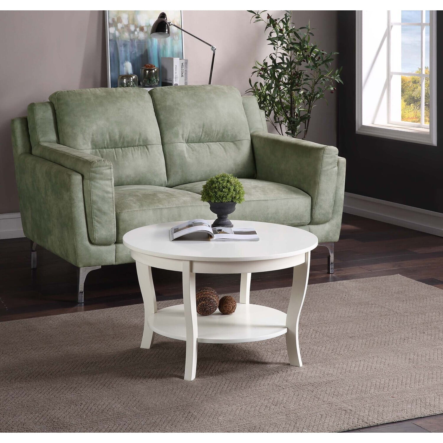 Convenience Concepts American Heritage Round Coffee Table 30" in White Wood
