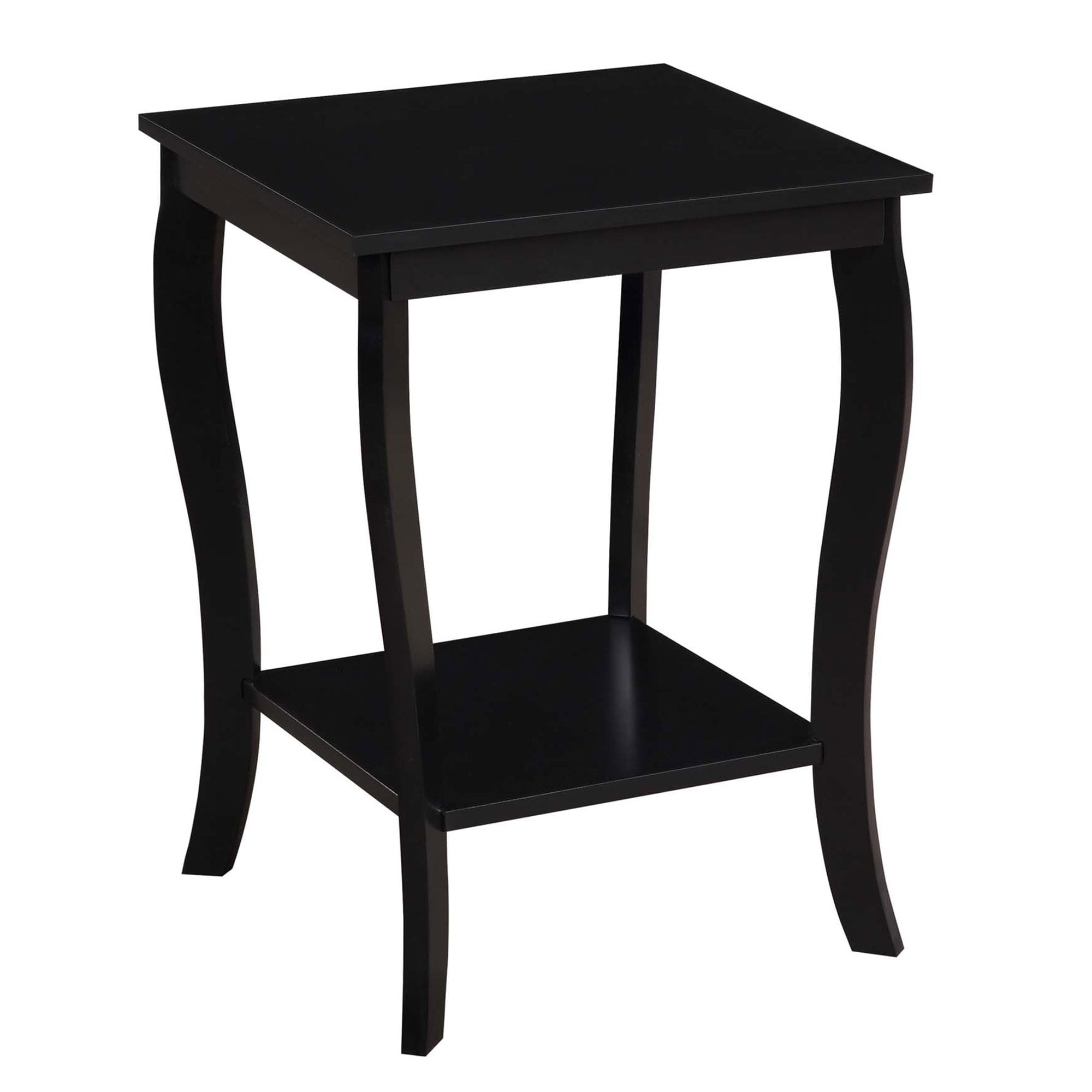 Heritage Square Black Rubberwood Dual-Tier End Table