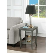 Convenience Concepts American Heritage Square End Table with Shelf, Wirebrush Dark Gray