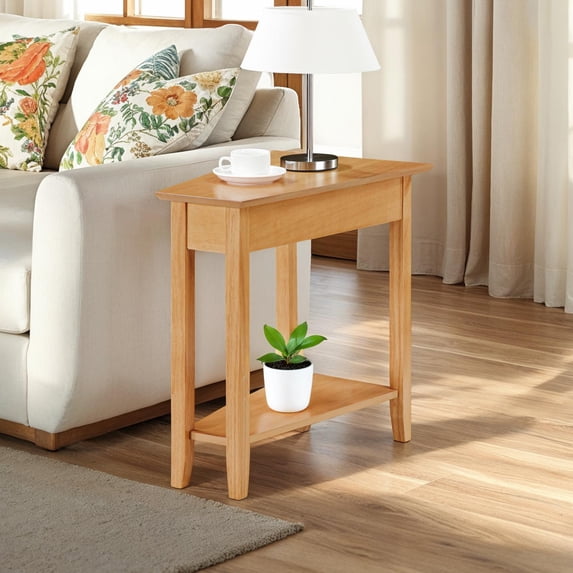 Convenience Concepts American Heritage Wedge End Table with Shelf, Honey Oat