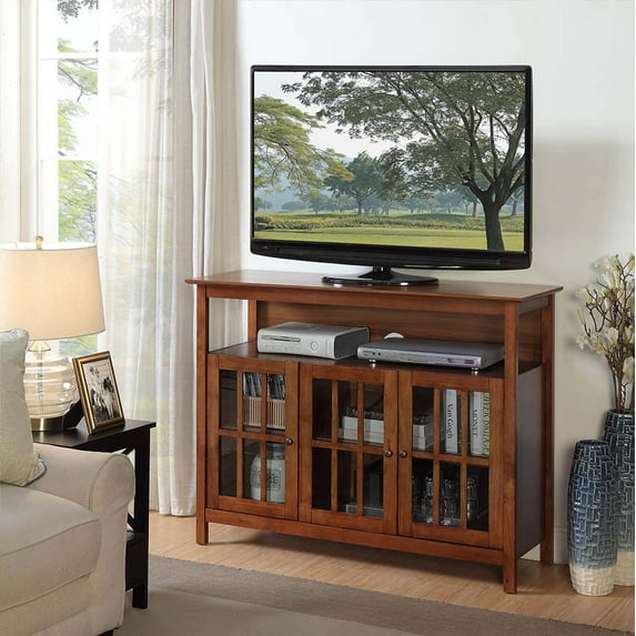 Convenience Concepts Big Sur Deluxe 55 inch TV Stand with Storage Cabinets and Shelf, Dark Walnut