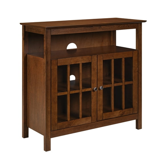 Convenience Concepts Big Sur Highboy TV Stand with Storage Cabinets for TVs up to 40 Inches, Dark Walnut