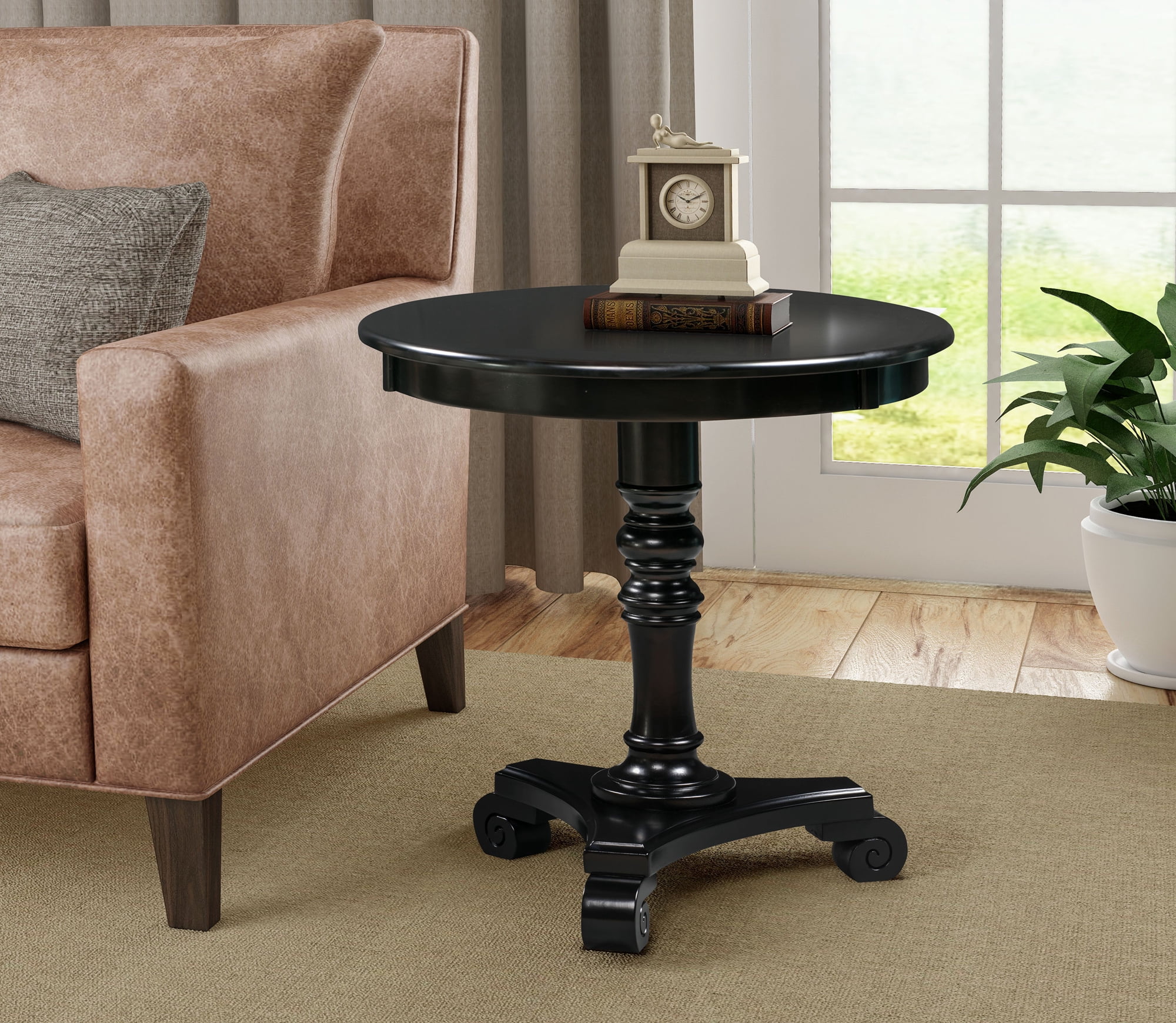 Convenience Concepts Talbot Beistelltisch – Rund, Massivholz, Espresso, 64,8 X 64,8 X 64,8 Cm