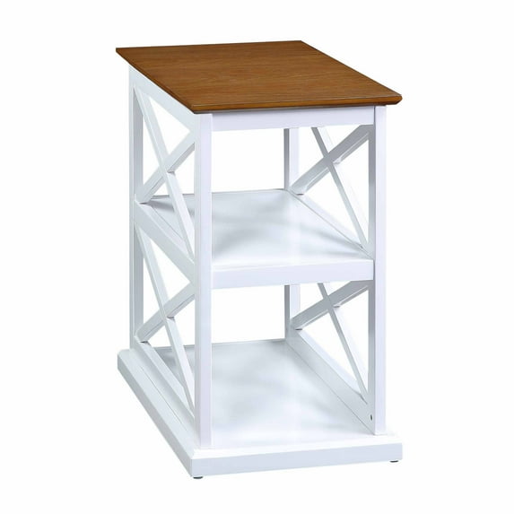 Convenience Concepts Coventry Chairside End Table with Shelves, Driftwood/White