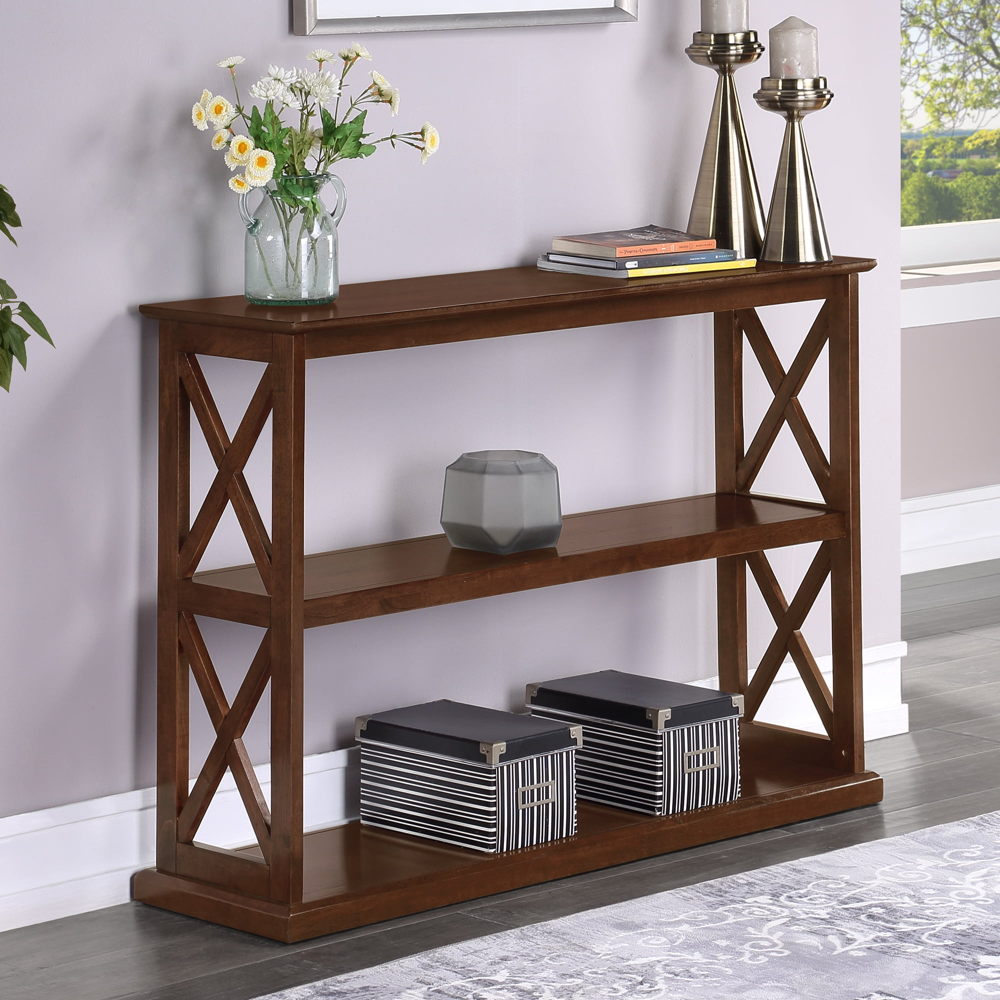 Convenience Concepts Coventry Console Table with Shelves, Espresso ...